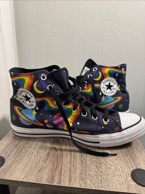 Converse Pride Chuck High Top Sneakers with Rainbow Planet Print US Men 9.5